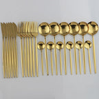 Talher Aço Negro Premium Feito à Mão 24pcs